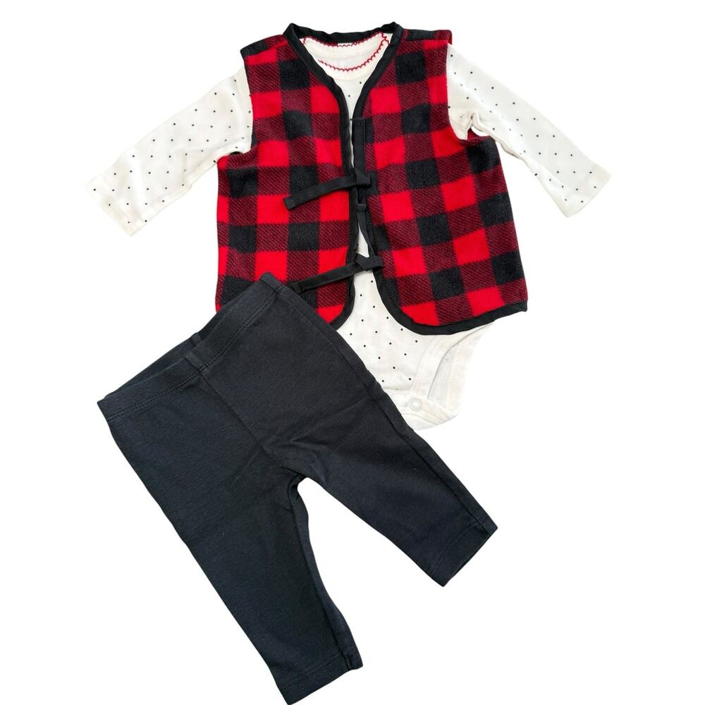 Carter's Matching Outfit Baby Girl Buffalo Plaid Red Black 3 Months